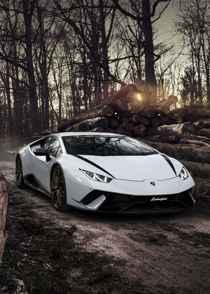 White Lambo Supercar Poster - Aesthetic Wall Decor