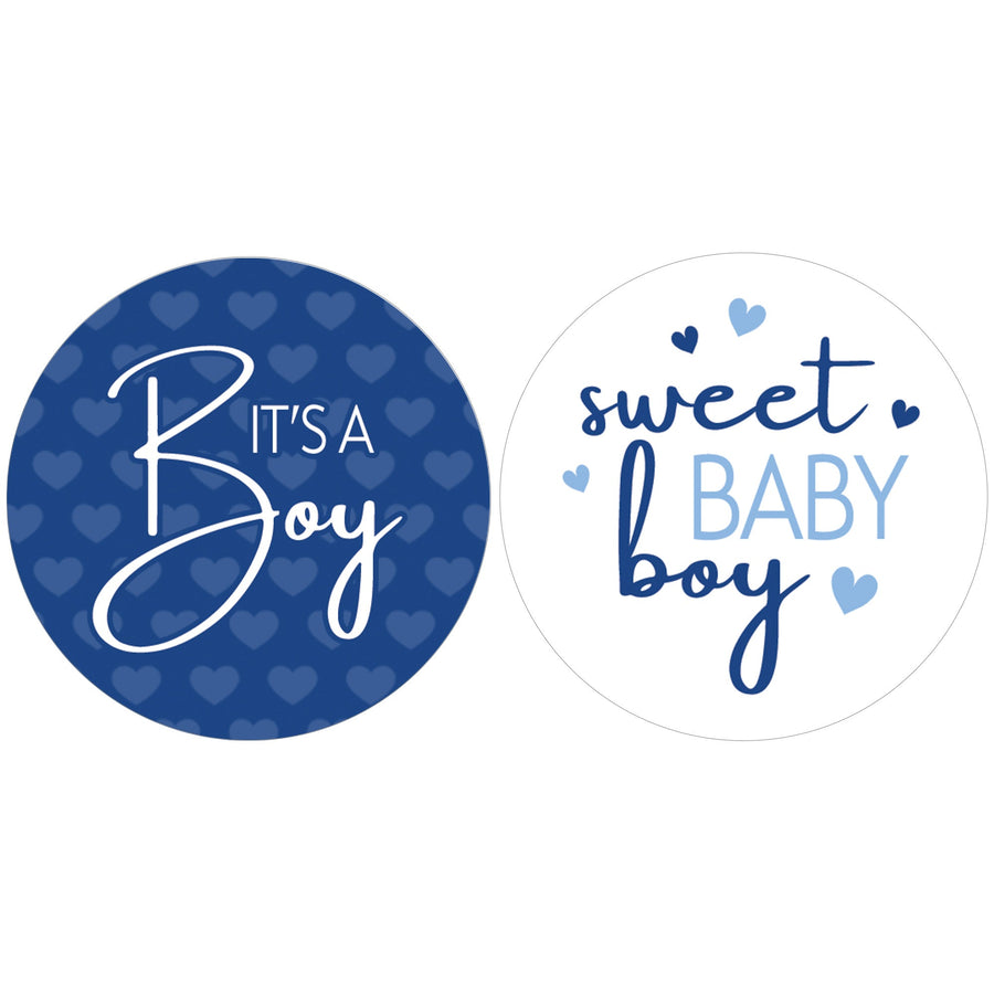 Blue It's a Boy Baby Shower Favor Stickers - Sweet Baby Boy