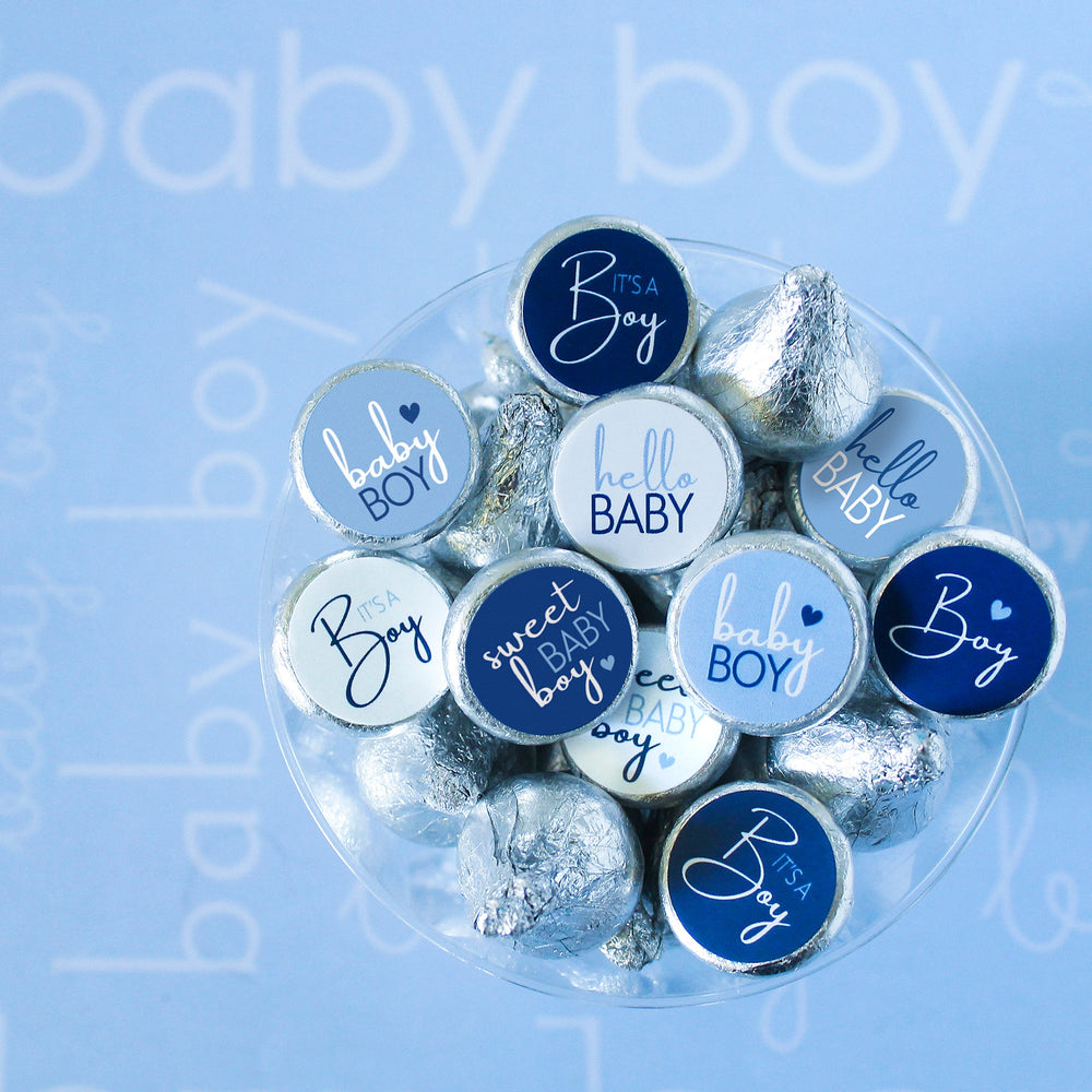 80 Boy Baby Shower Favor Stickers, Blue Feet Baby Boy Shower Stickers,  Footprint Theme Baby Shower Thank You Labels(2 Inch)