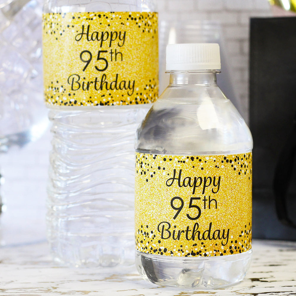 12pcs New Year's Party Black And Gold Water Bottle Decals