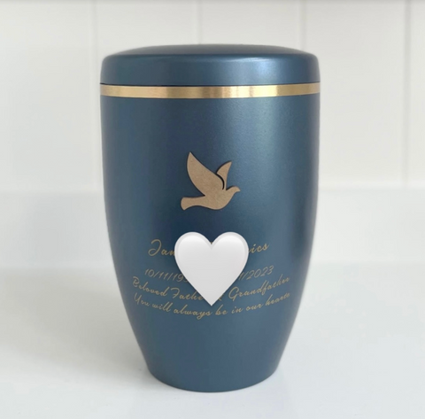 customised cremation urn with personal wording