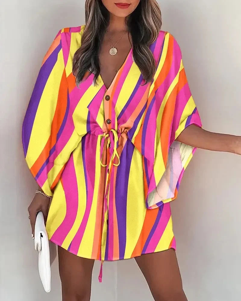 New Flying Sleeves V-Neck Summer Skirt for Women - Image 3