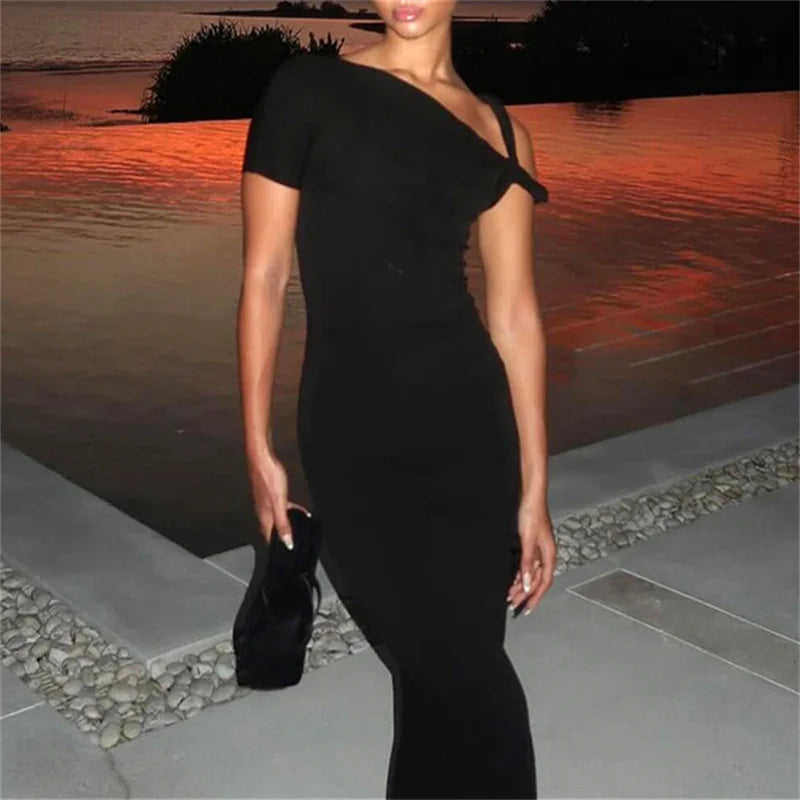 Elegant Off-Shoulder Maxi Dress for Women: High-Waisted Evening Partywear - Image 3
