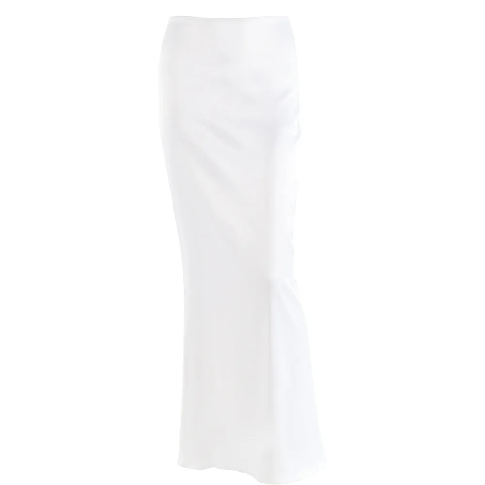 Satin high waist maxi skirt for women, sleek and versatile. - Image 6