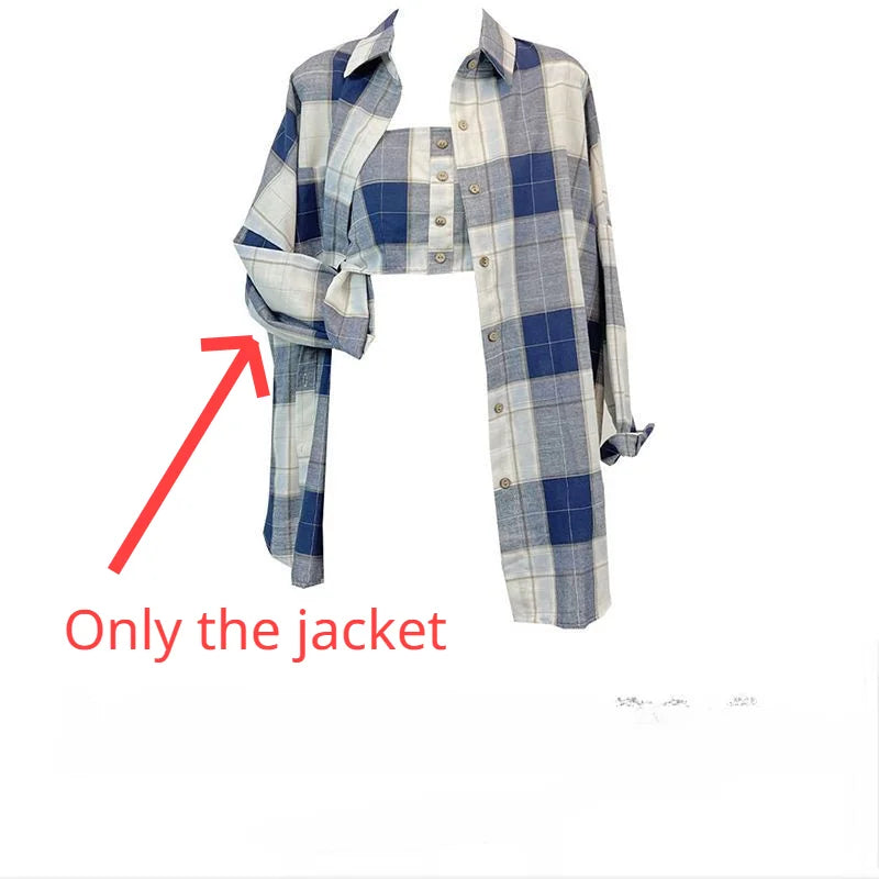 Plaid Collar Long Sleeve Blouse Casual Two-Piece Dress Tops - Image 9