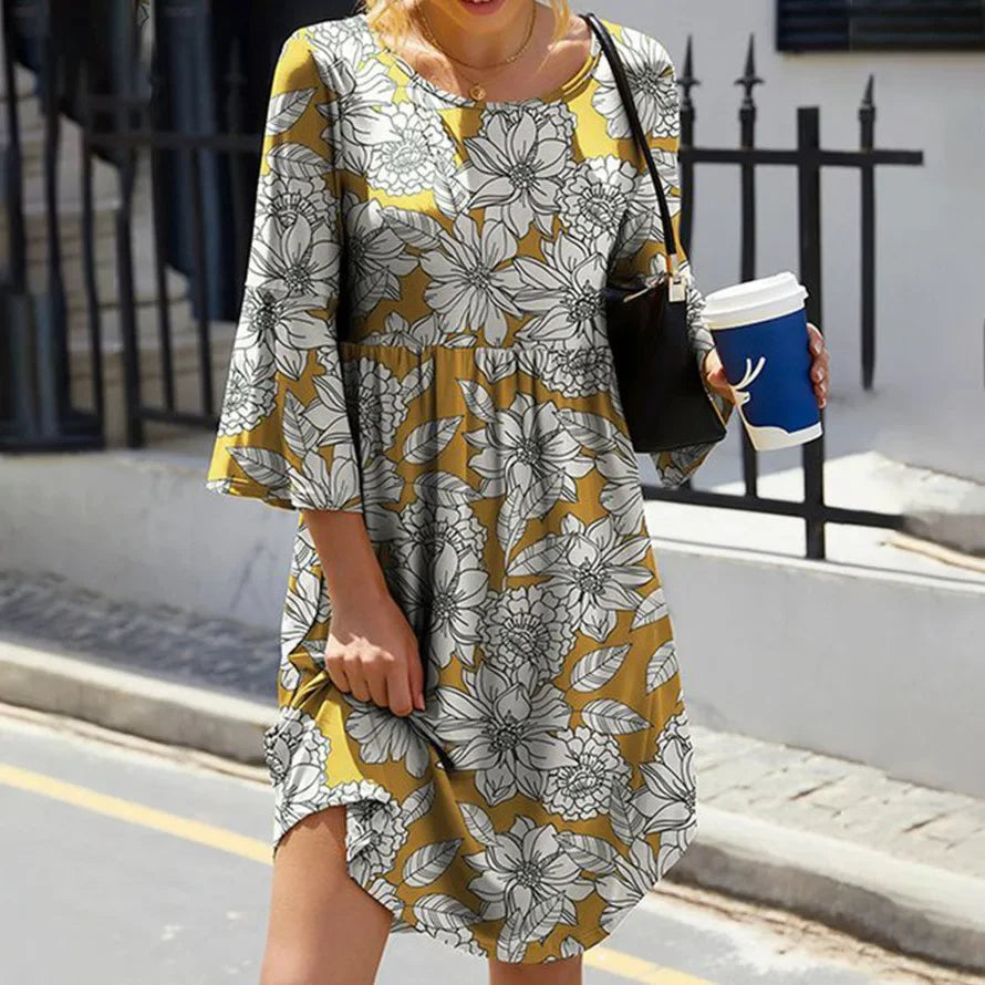 Stylish Round Neck Printed Dress for Women - Image 6