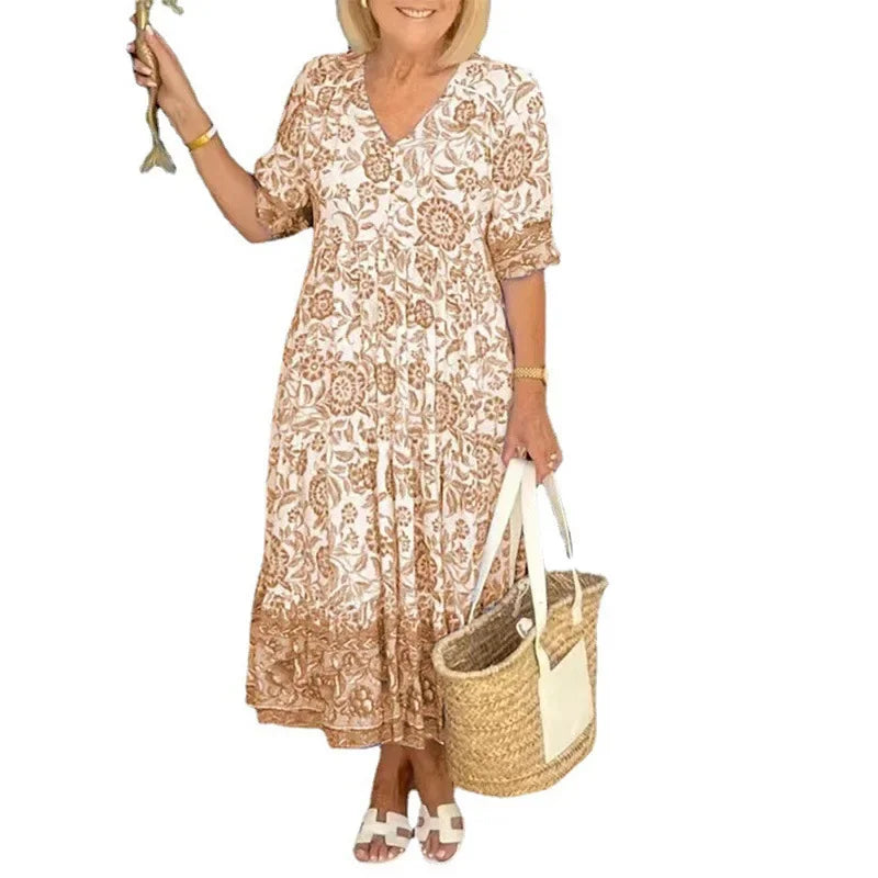 Stylish Floral Tie Dye Printed Long Dress for Women - Image 6