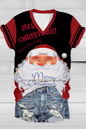 
                  
                    Load image into Gallery viewer, Black Santa With Glasses T-shirt
                  
                