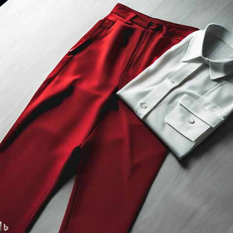 red pants and white shirt