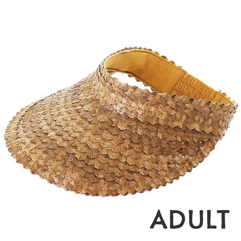 White: Straw Crownless Sun Hat Papale - adult