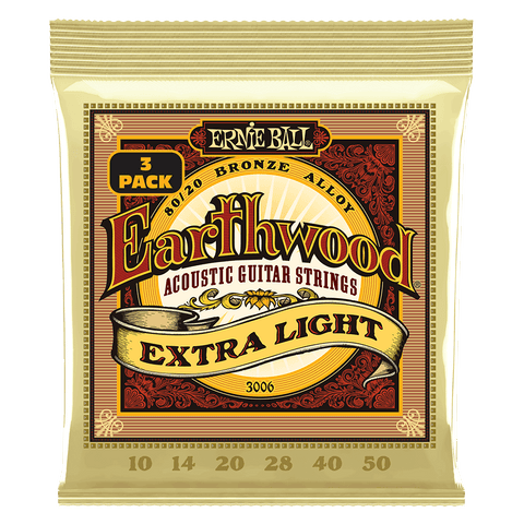 Dây đàn Guitar Acoustic Ernie Ball Earthwood 80/20 Bronze - .010-.050 Extra Light(3-pack)