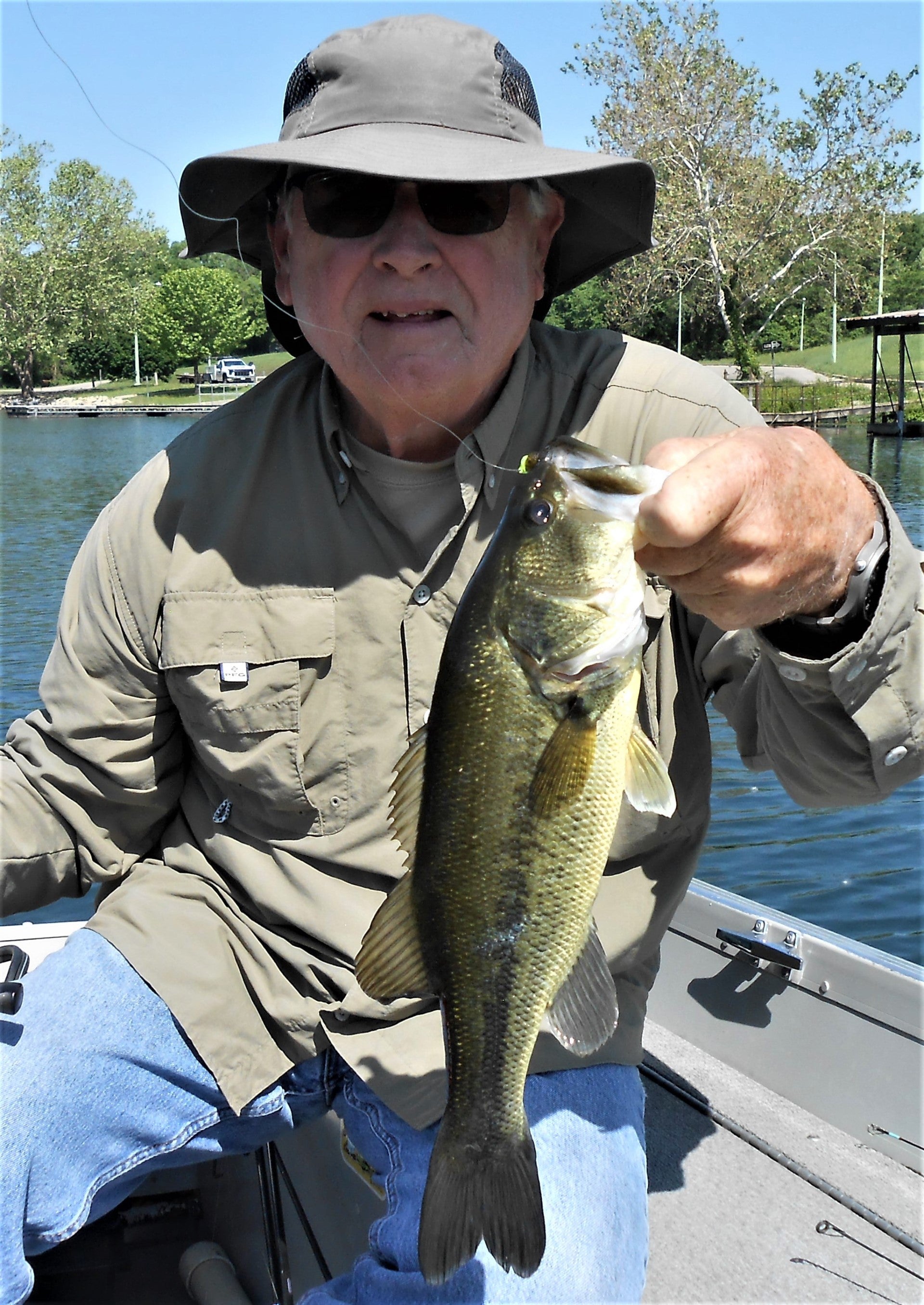 Gentleman with a Large Mouth bass he caught on the TRD TicklerZ