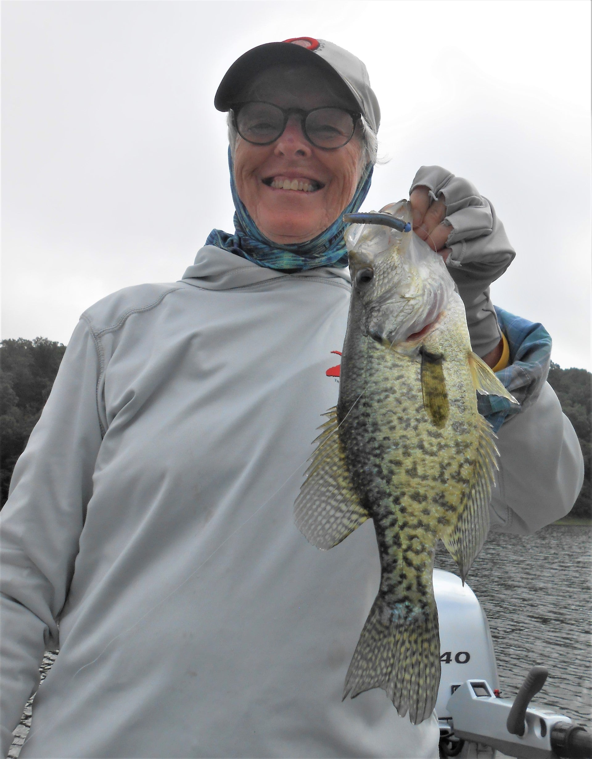 Pattie with a Crappie caught on a Micro TRD