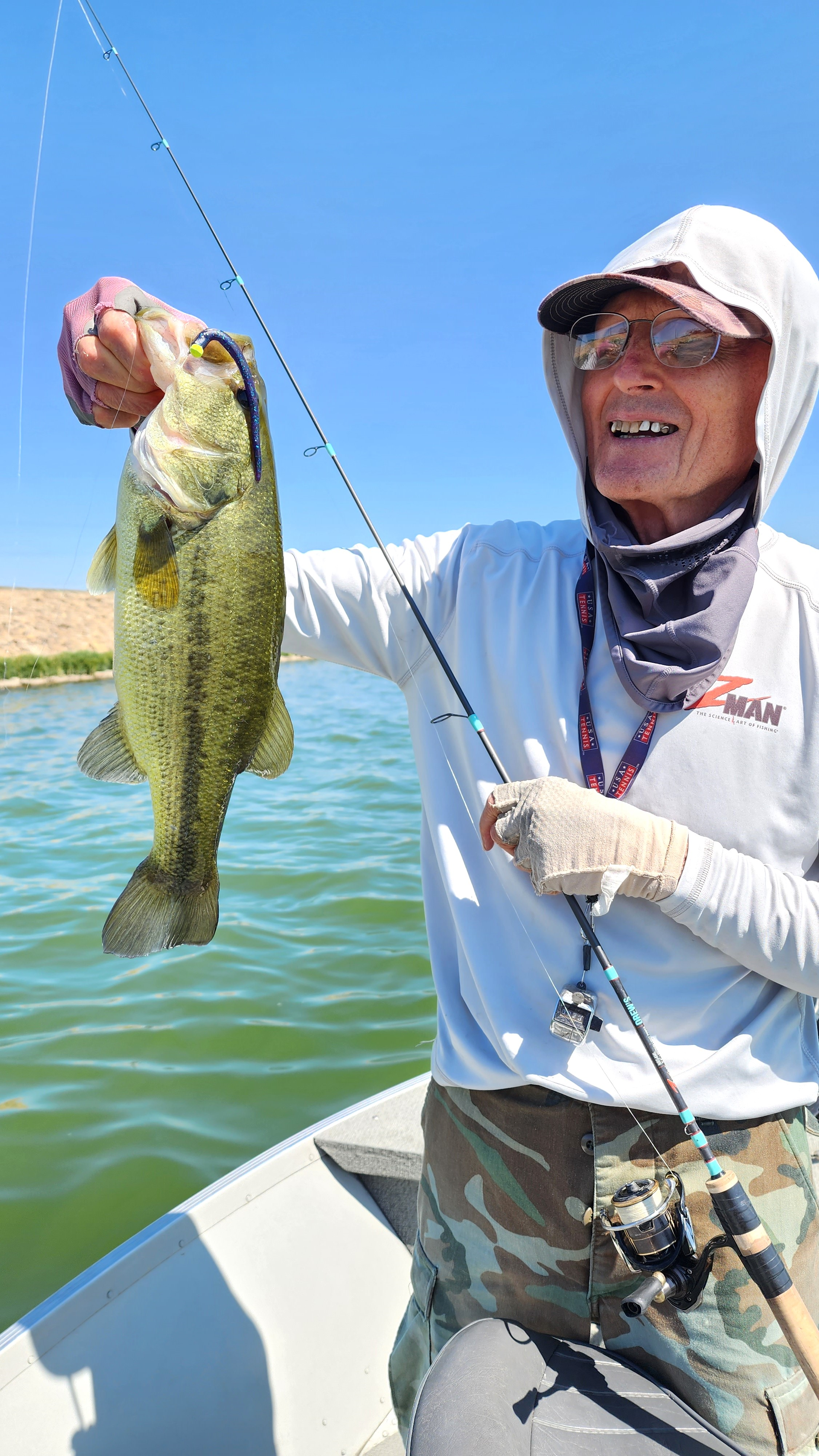 Ned Kehde with a Large Mouth Bass he caught