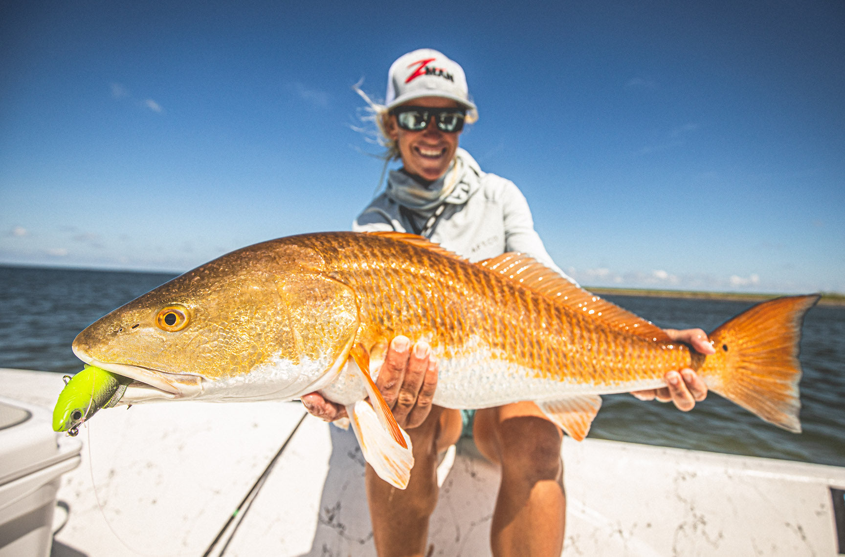 Captain Mo Newman with a Bull Red Caught on the HerculeZ Swimbait