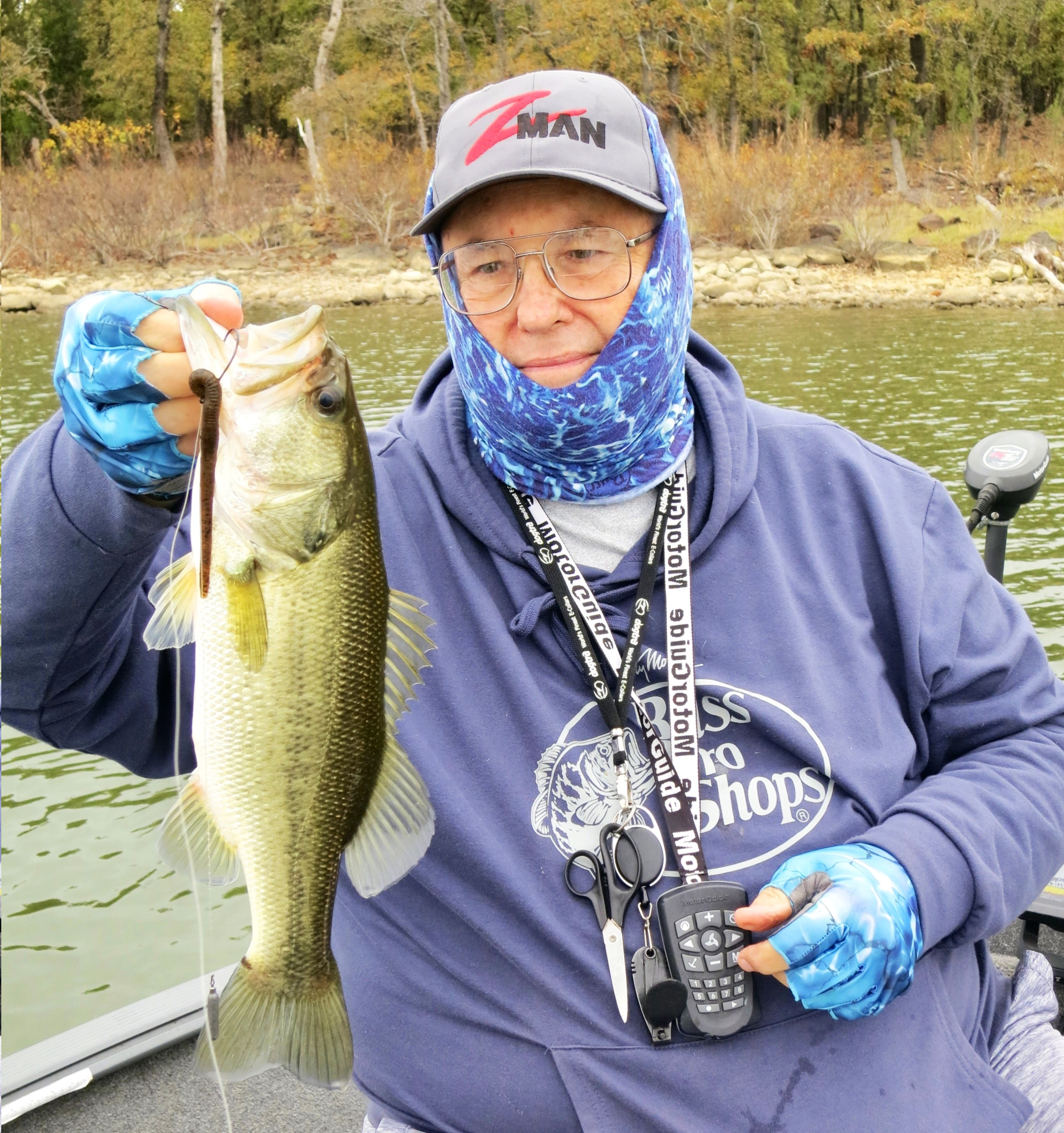 Rick Allen with one of the 36 largemouth bass that he and Steve Reideler caught on Nov. 17