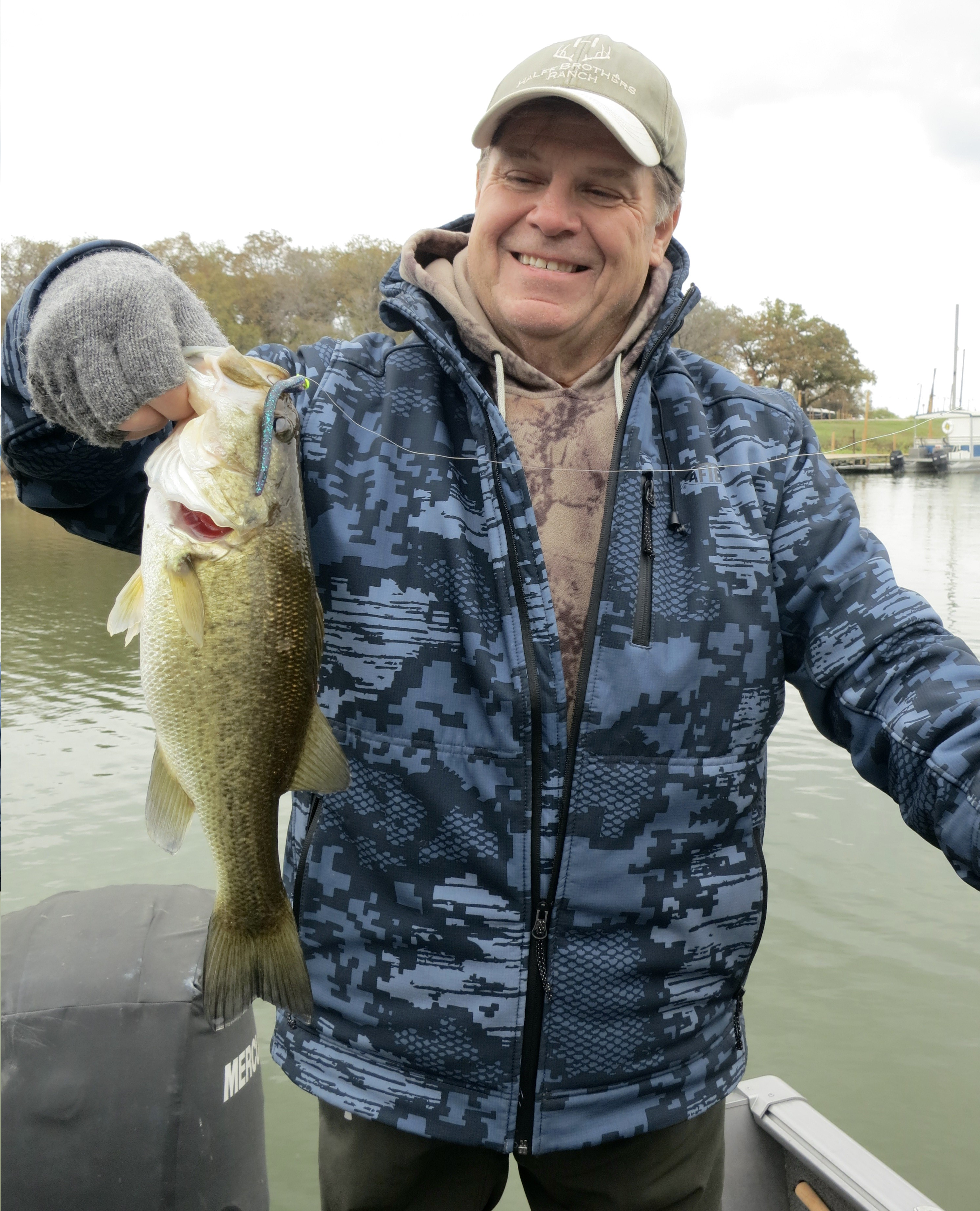 Gentleman with a large mouth bass he caught on a Z-Man Finesse bait