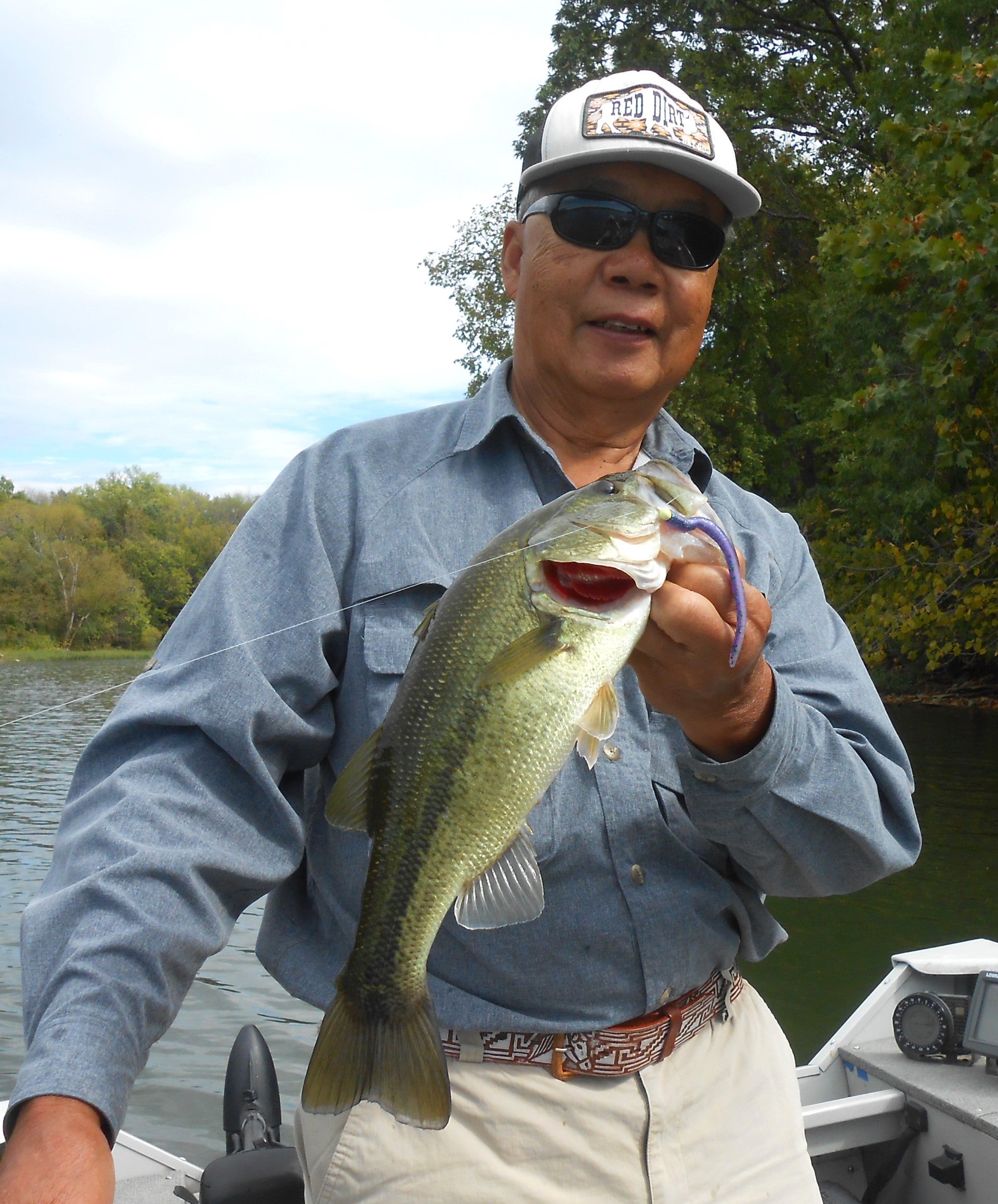 One of the 110 Large Mouth Bass caught on a purple haze bait