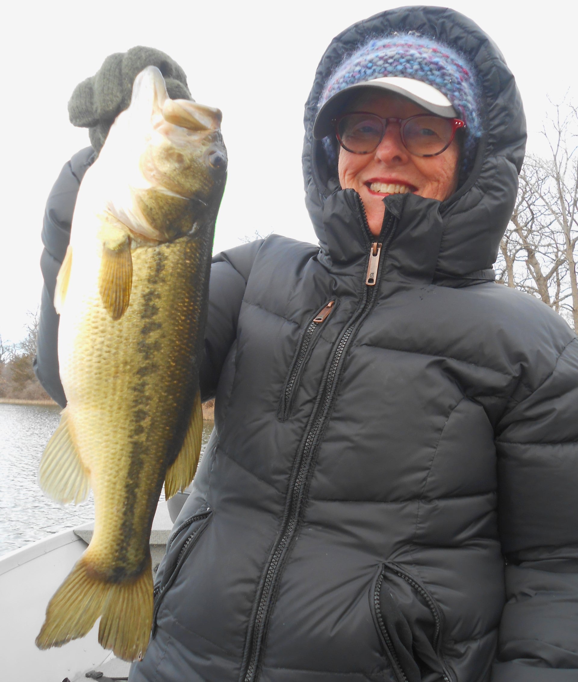 Pat Kehde with one of her five bass.