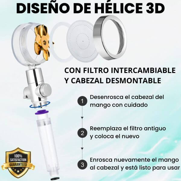 Cabezal Ecoducha con Turbina y Filtro - TURBOSHOWER™ – Entregalia 24h