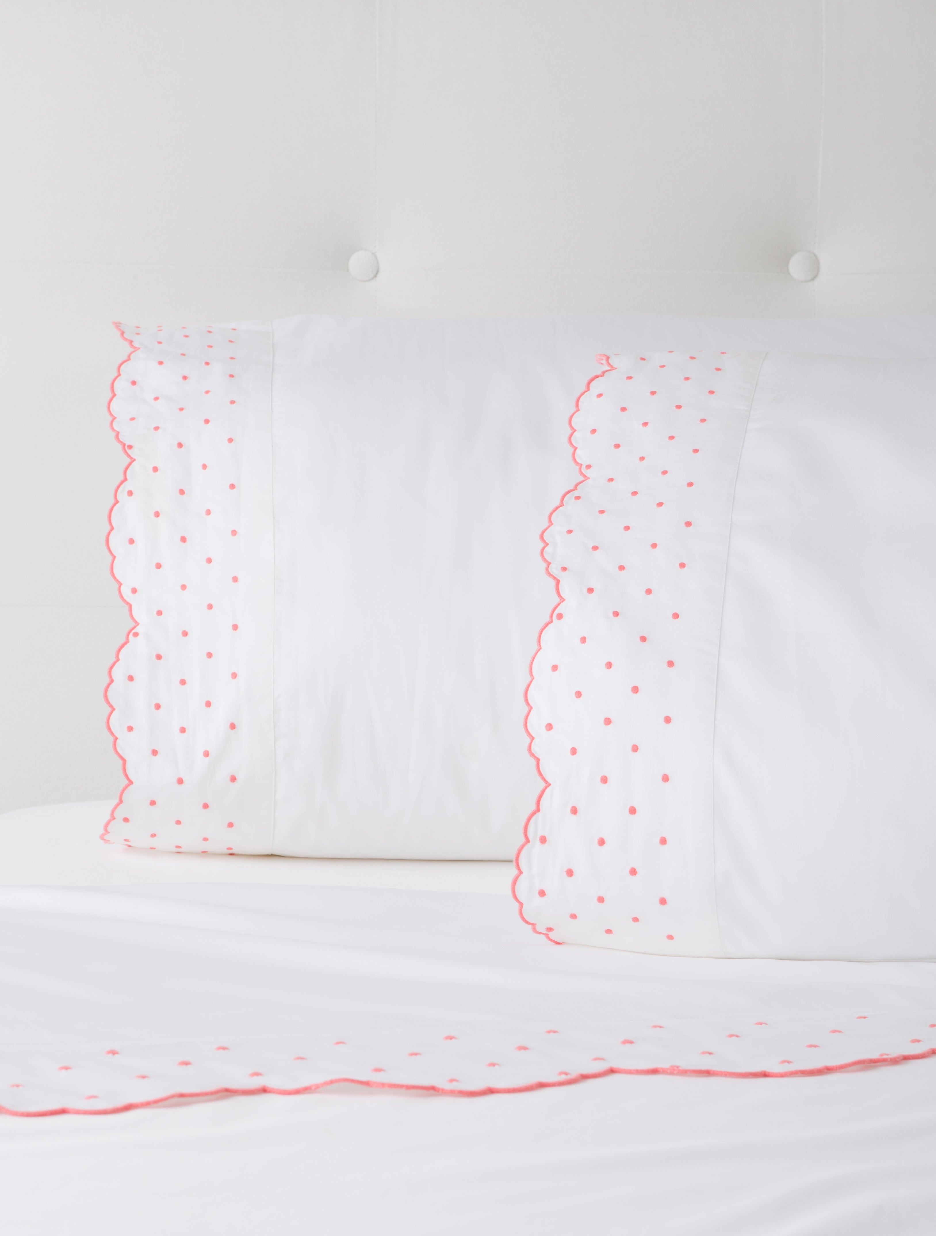 Coral Swiss Dot Sheets