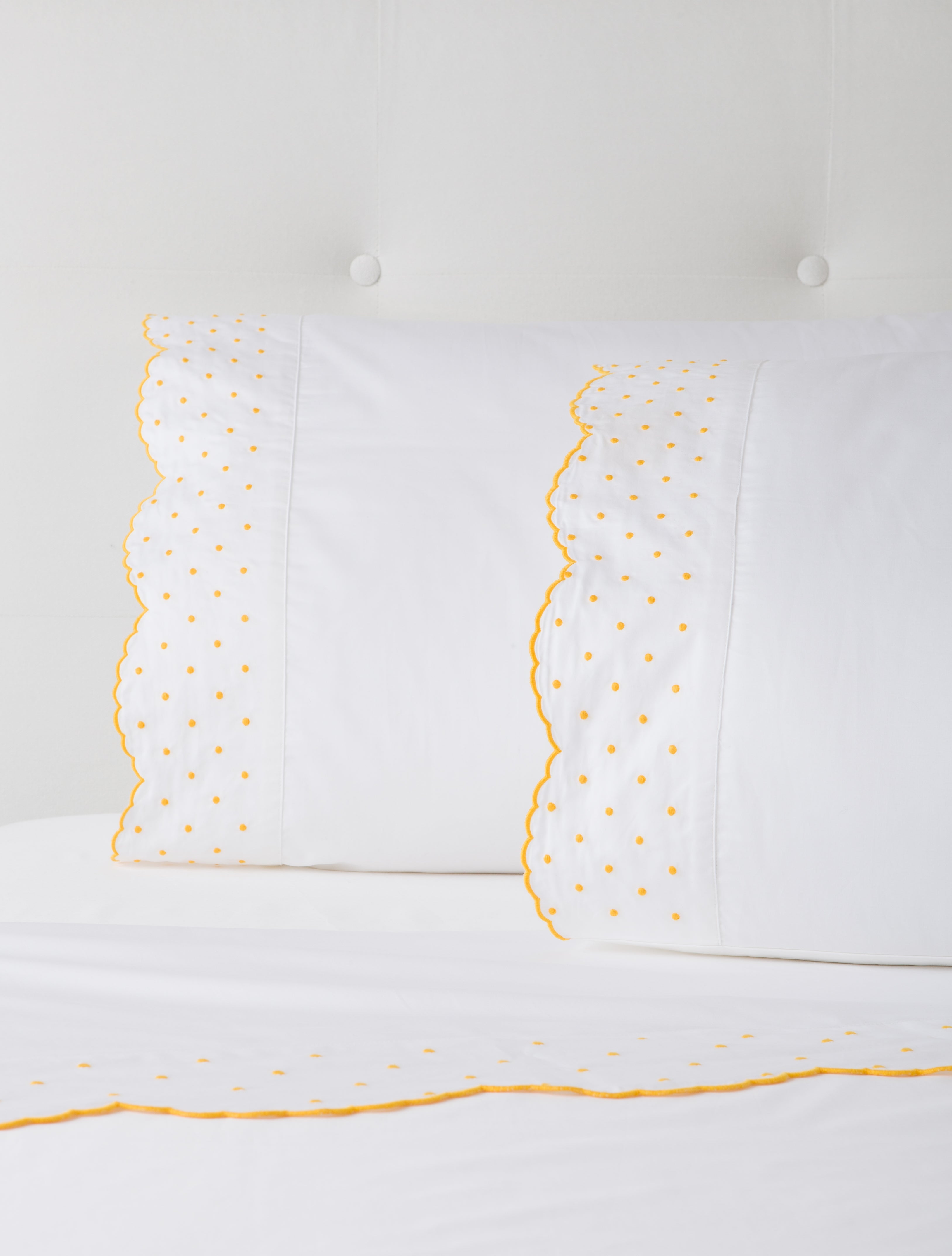 Marigold Swiss Dot Sheets