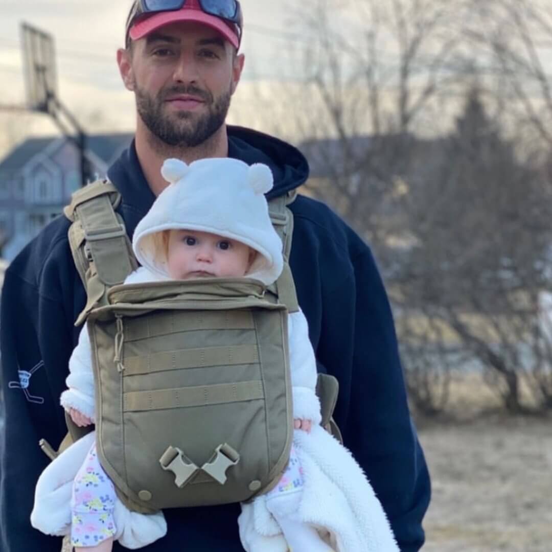 Dad Looking Cool in the S.01 Action Baby Carrier - Mission Critical
