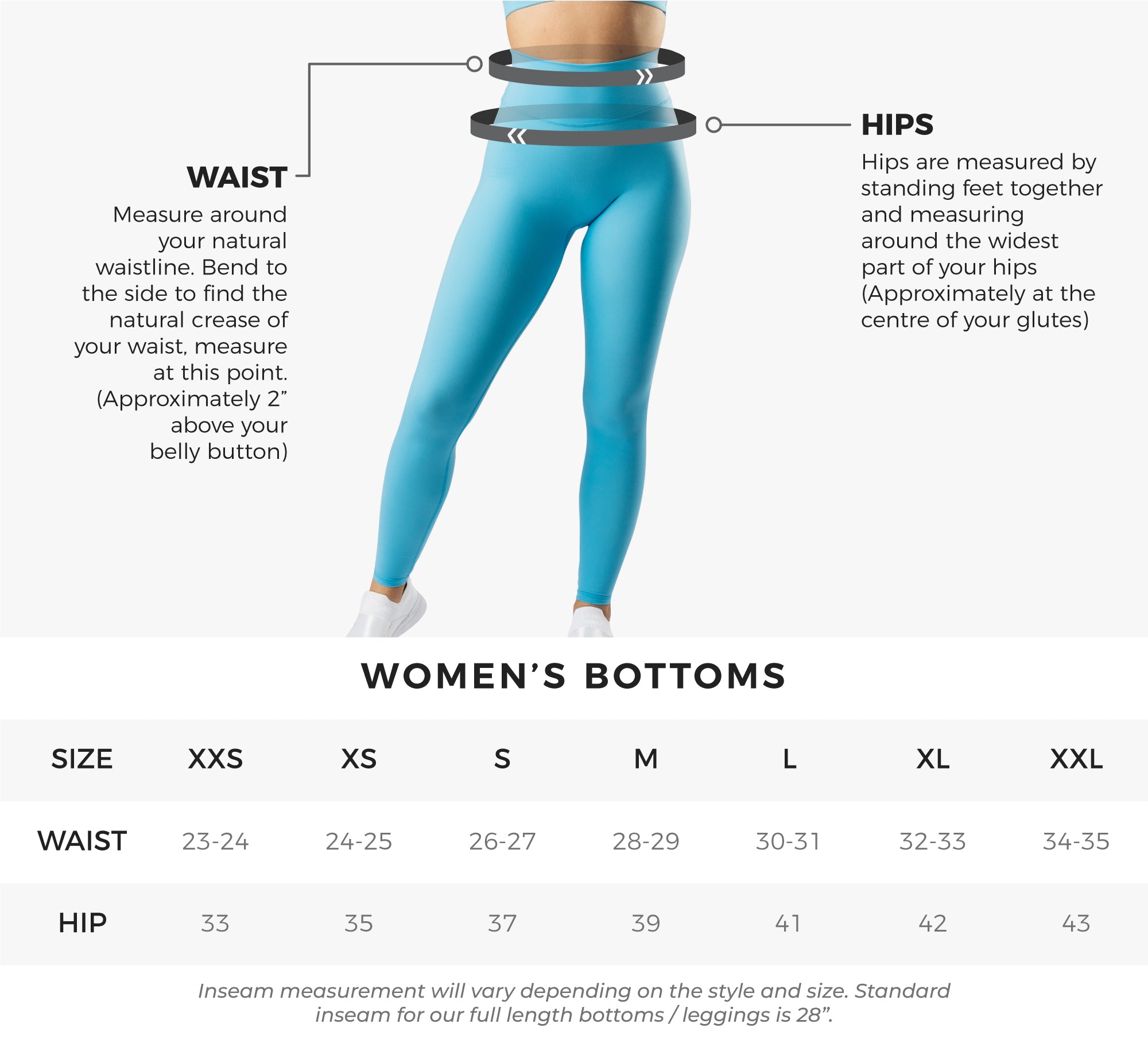 leggings xxl size charts for women