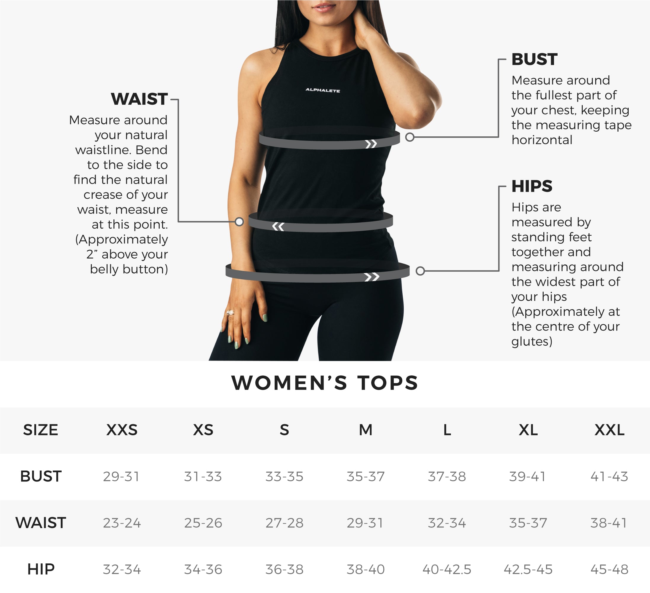 alphalete leggings size guide