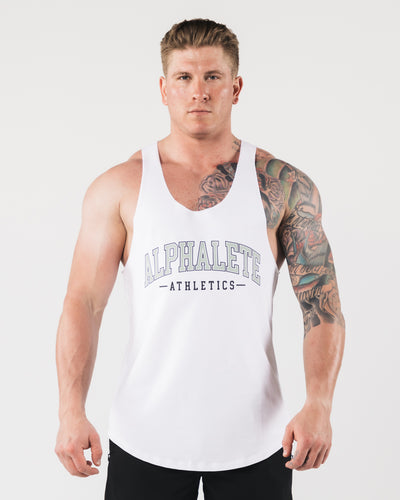 Brushed Wolf Head Muscle Tank - White – Alphalete Athletics