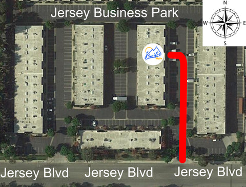 Overhead view of Pacific Style llcs shop location in Rancho Cucamonga California, at 10700 Jersey Blvd Sutie 570
