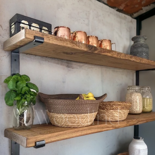 Etagère murale en bois avec equerre tuyau – WoodInd