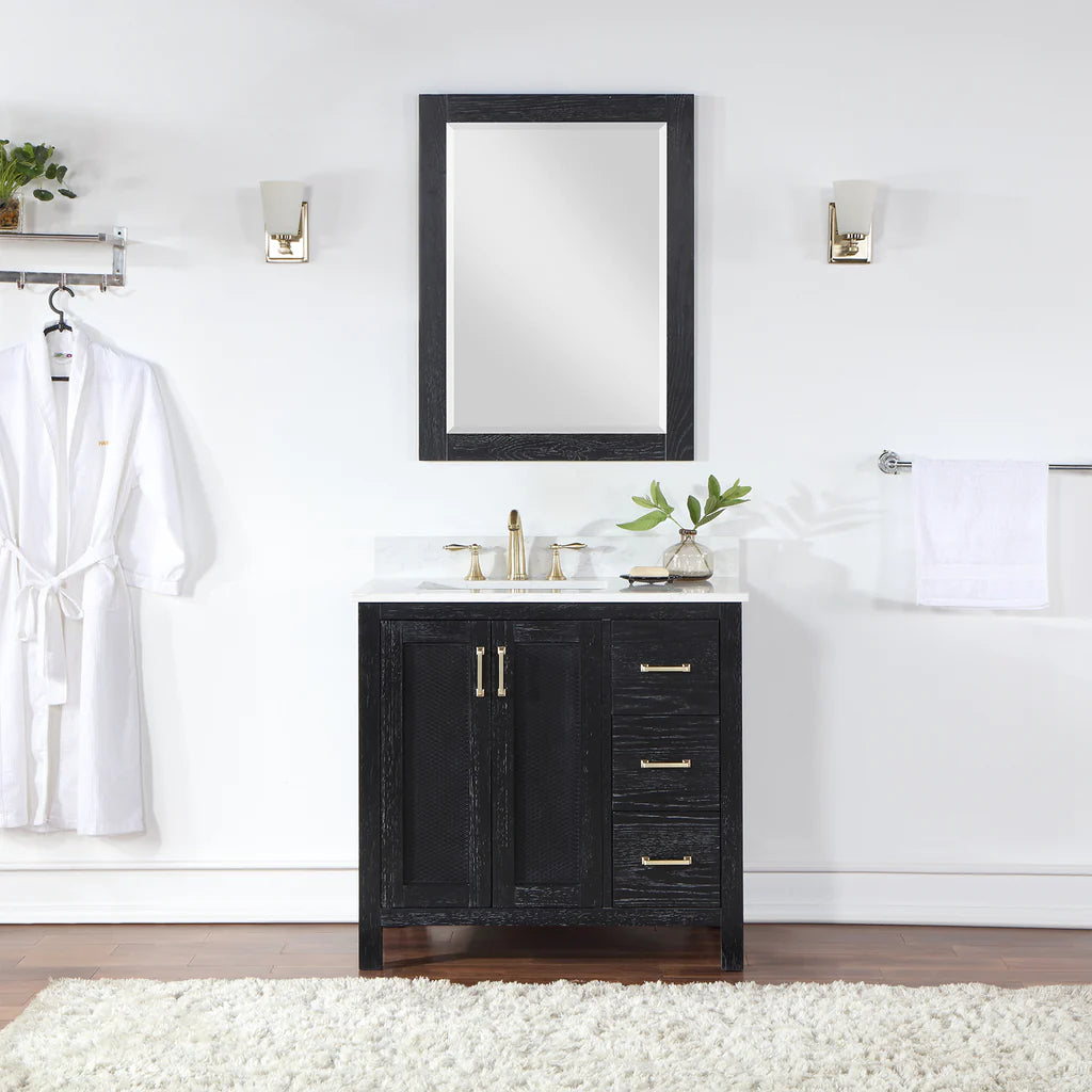 Altair Hadiya 36" Single Bathroom Vanity Set with Aosta White Composite Stone Countertop