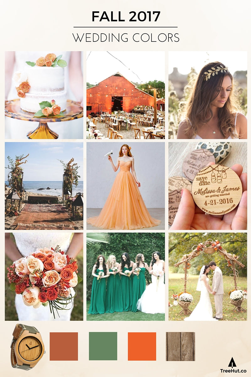 Fall / Autumn 2017 Wedding Colors: Rustic Amber Orange Sage Green Palette