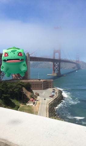 Pokemon Go Snapshot of Bulbashot at the Golden Gate Bridge, San Francisco