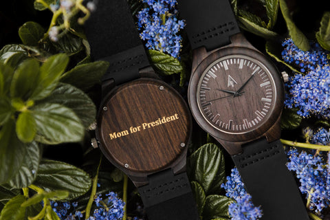Engraved wood watch for mom 