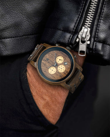 North Chocolate Walnut Gold Wooden Watch For Him 