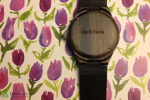 personalized engraving of treehut wooden watches for him - april fools