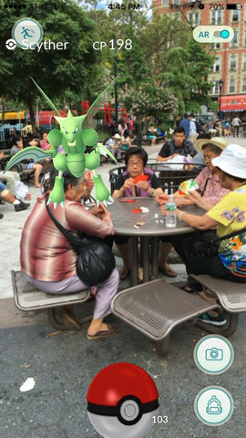 Pokemon Go Snapshot of Scyther at NYC Chinatown