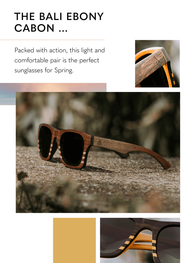 Bali Ebony Carbon - Unisex Wooden Sunglasses