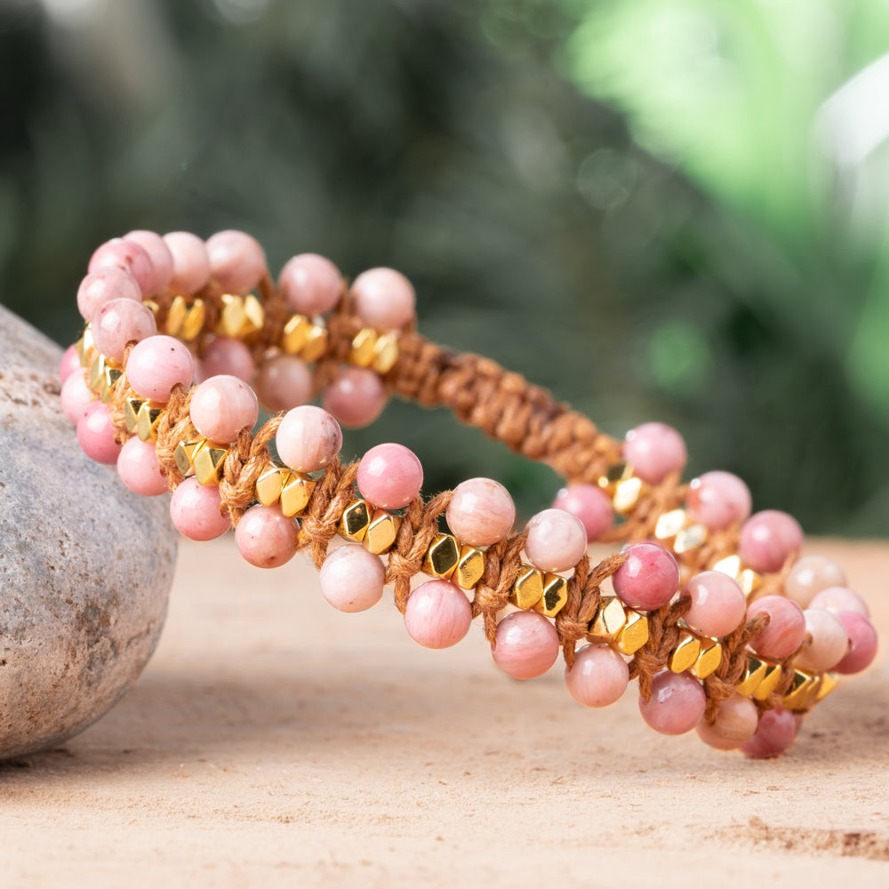 Pink and Gold Rhodonite Bracelet