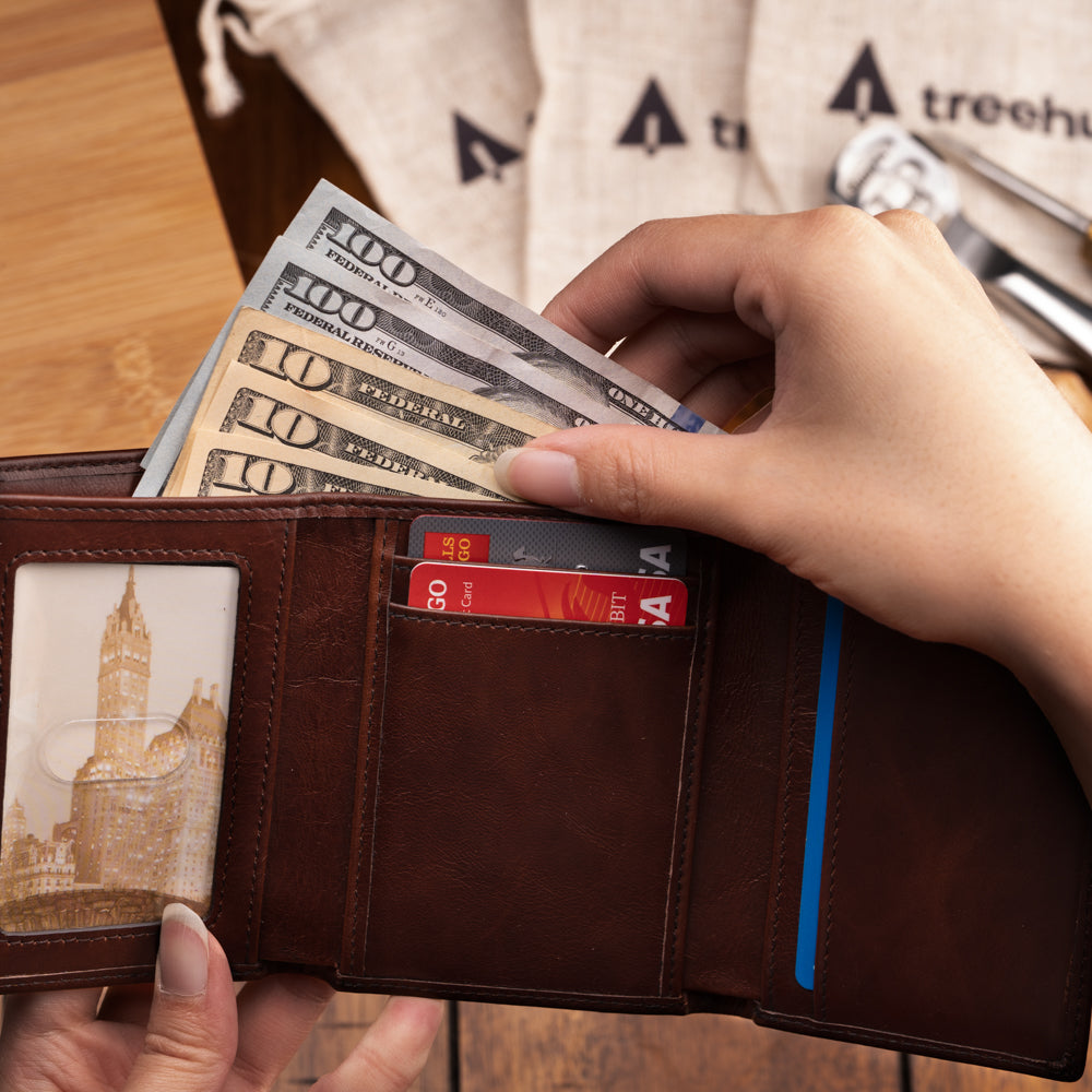 Brown Tri-Fold ID Wallet