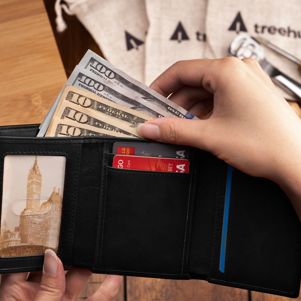 Black Tri-Fold ID Wallet