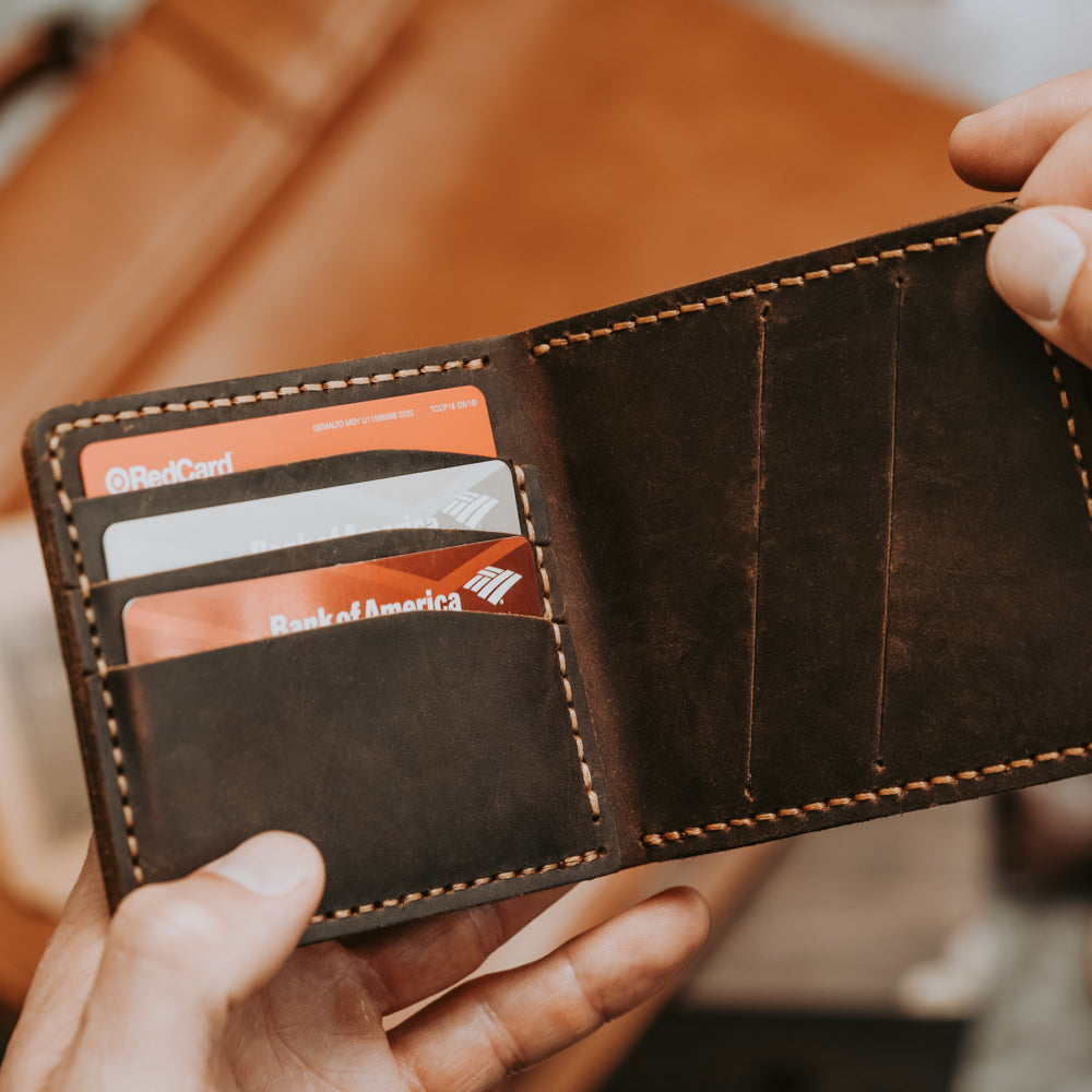 Brown Bi-Fold Coin Cards Wallet