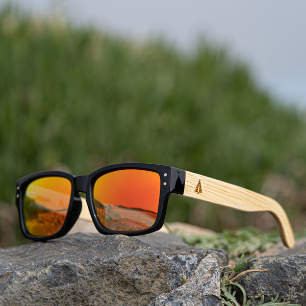 TREEHUT Wood Sunglasses | Men | Black Yellow | Bamboo Sunglasses ...