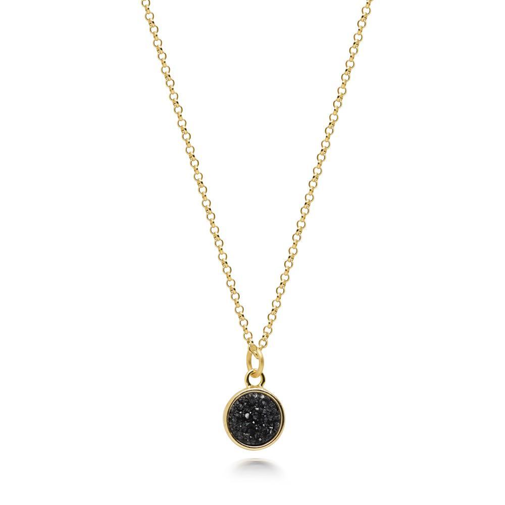 Geo Black Druzy Necklace