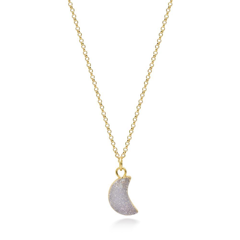 Crescent White Druzy Necklace