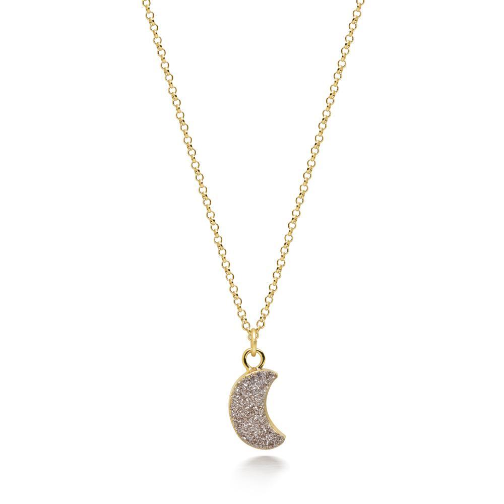 Crescent Grey Druzy Necklace