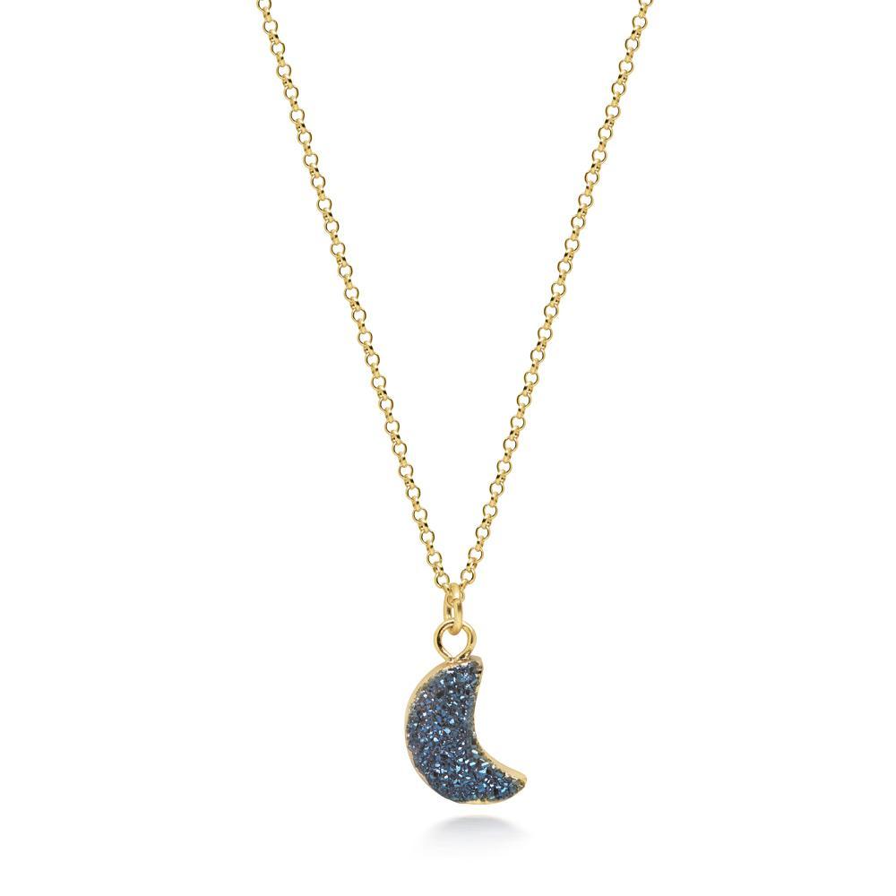 Crescent Blue Druzy Necklace