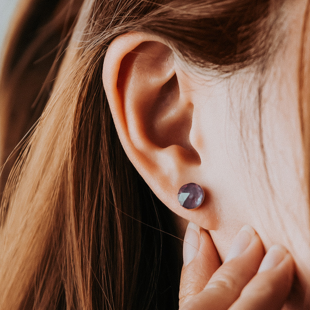 Facet Amethyst Stud Earrings